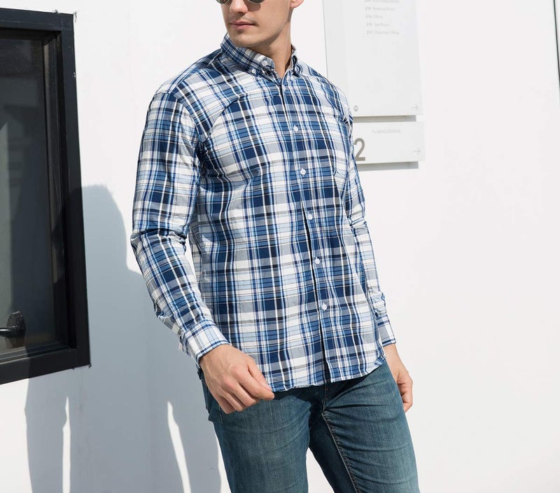 Double Pump Mens Button Down Shirts Cotton Long Sleeve Shirts Regular Fit(RM08LS09,M) - Image 2